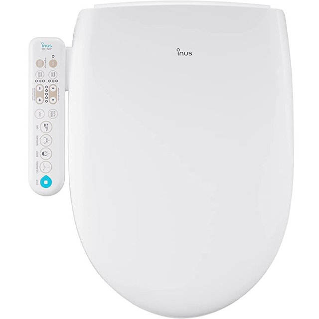 Inus N22 Warm Air Dryer Heated Smart Bidet, Elongated Toilet Seat, Self-Cleaning Stainless Steel Nozzle, Tankless Direct Flow, Instant Heating System, Smart touch Panel and Adjustable Warm Water