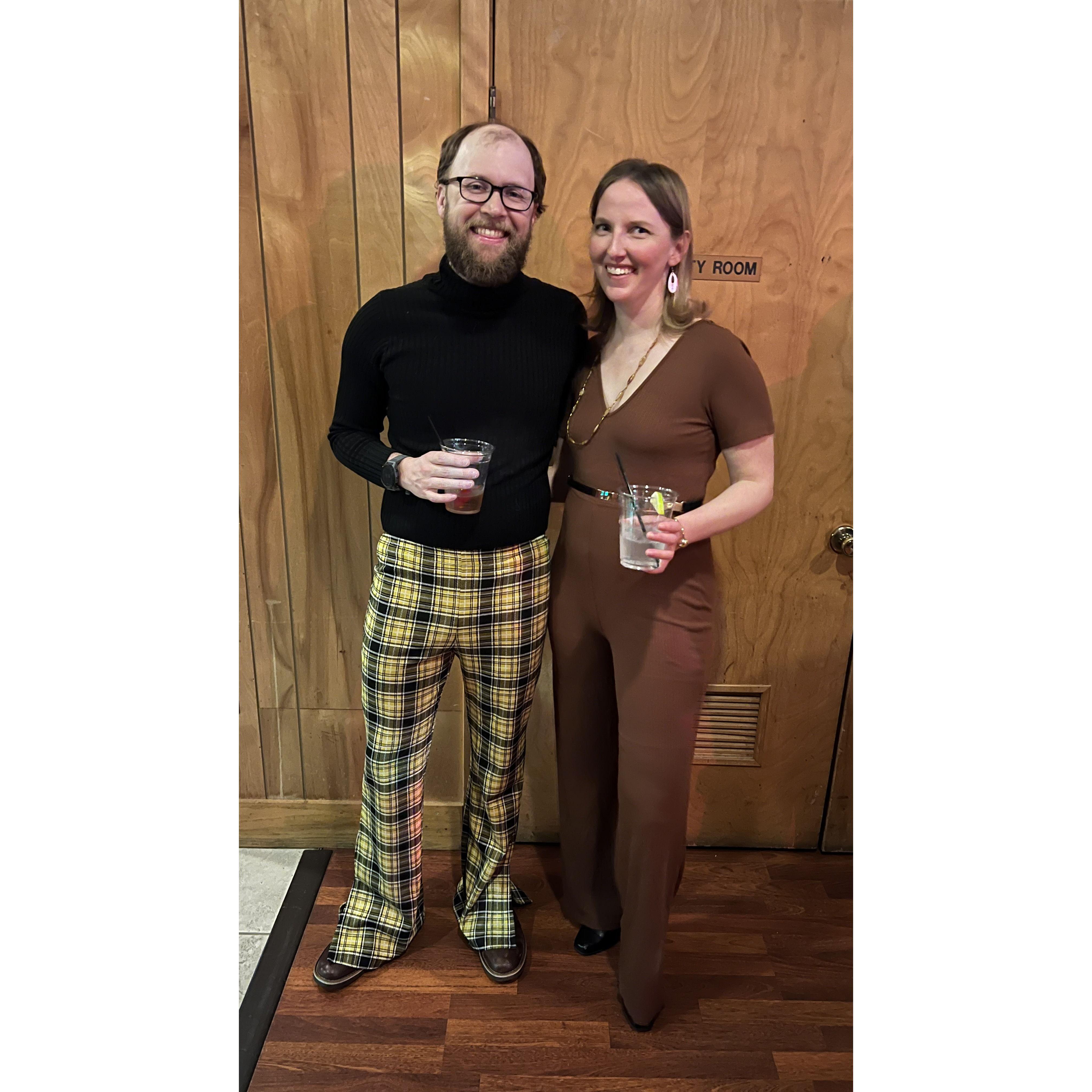 Sporting some epic pants for the Elks' "70s Prom" night