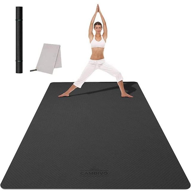 CAMBIVO Large Yoga Mat (6'x 4'), Extra Wide Workout Mat for Men and Women, 1/3 &1/4 Thick Exercise Fitness TPE Mat for Home Gym, Yoga, Pilates, Workout