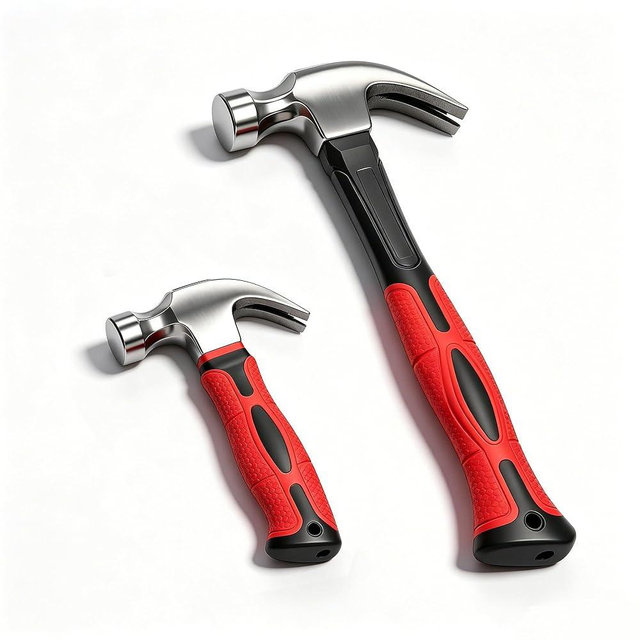 Anfrere 2-Piece Hammer Set, 8oz Stubby & 16oz Fiberglass Claw Hammer, Drop Forged Steel Head, Non-Slip TPR Handle, for Home Improvement, DIY, Carpentry, Repair