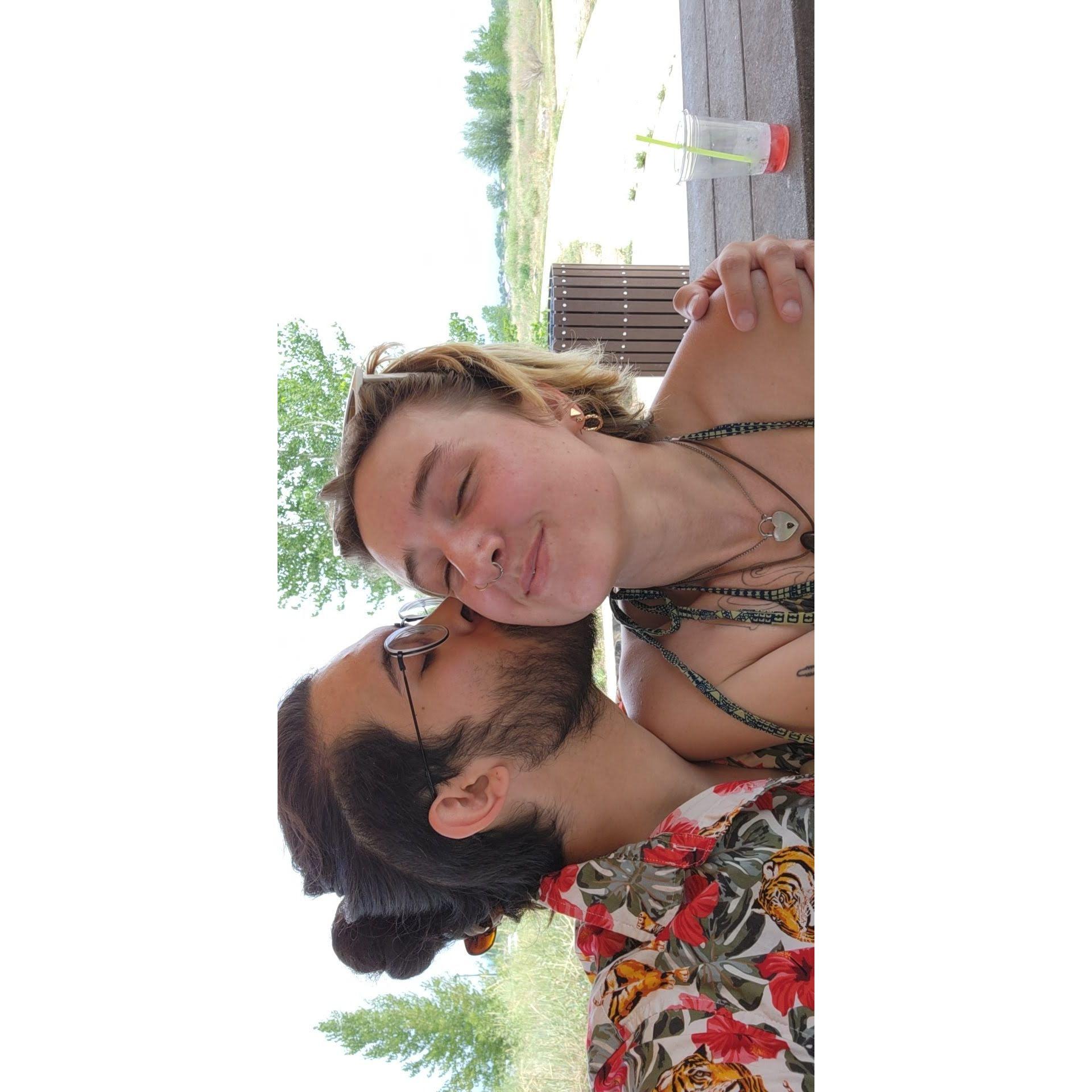 Over this summer we went to a trip to Colorado for my 22nd birthday. We stopped by a skate shop and got skateboards so he could teach me! I took a major bummer later this day :(