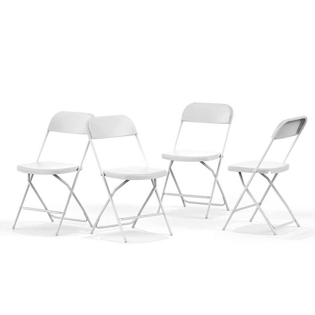 Foldable Folding Chairs Plastic Outdoor/Indoor (4 Pack, White)