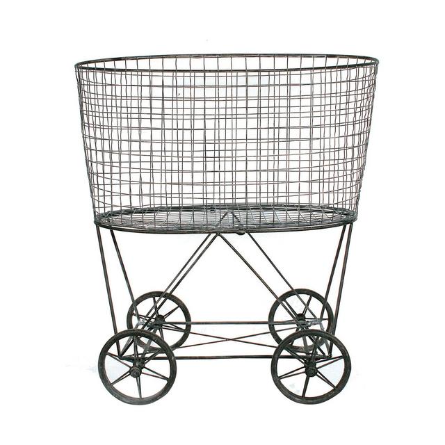 Metal Vintage Laundry Basket with Wheels