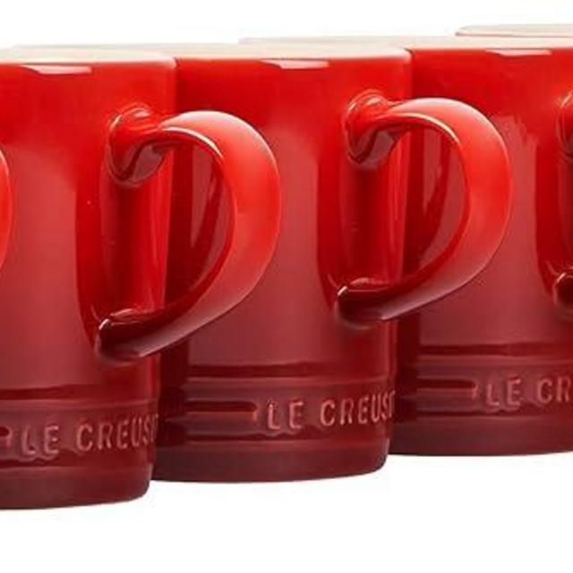 Le Creuset Stoneware Set of 6 London Mugs, 12 oz. Each, Cerise