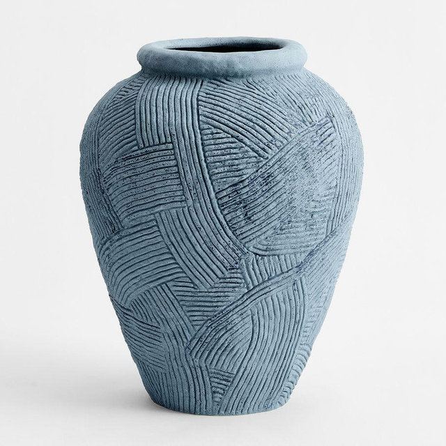 Earthenware Textured Vase – Indigo, Tall