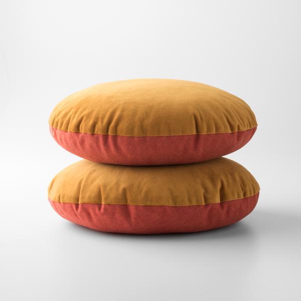 Velvet + Wool Circle Pillow - Orange