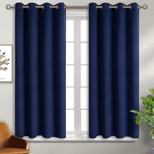 BGment Blackout Curtains for Bedroom - Grommet Thermal Insulated Room Darkening Curtains for Living Room, Set of 2 Panels, Each 46 x 54 Inch, Navy Blue