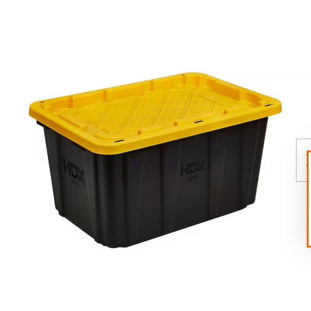 27 Gal. Tough Storage Tote in Black and Yellow