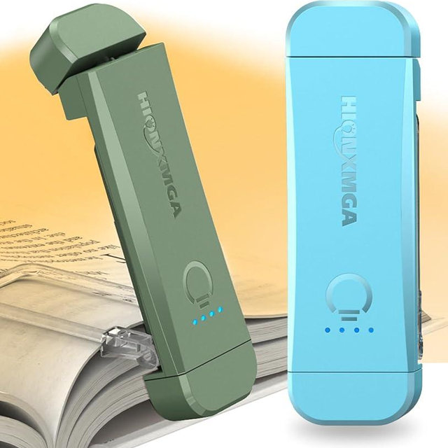 HIONXMGA Book Reading Light,2 Pack Silent Touch Books Lamp for Reading in Bed,Rechargeable Clip on Booklight with 3 Amber Color & 7 LEDs Precise Dimming for Night Reading for Book Lover,Kid,Green+Blue