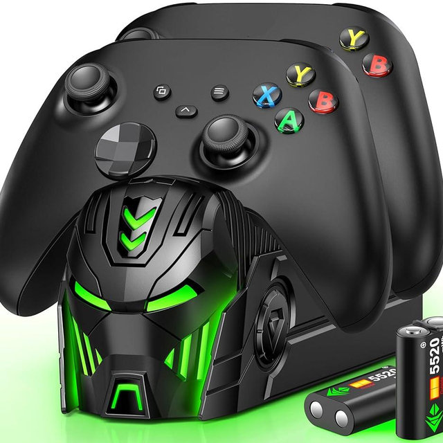 Charger Station Compatible with Xbox Controllers, 2x5520mWh Rechargeable Battery Pack for Xbox Series Controllers with Charging Dock and 4 Covers