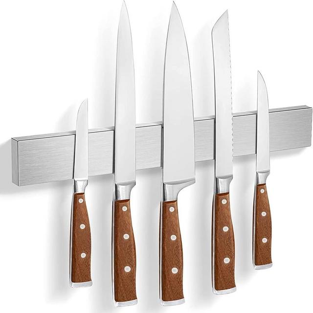 Knife Magnetic Strip No Drilling, Magnetic Knife Holder for Wall Mount Refrigerator Knife Magnet Bar Knife Rack RV Kitchen Utensil Holder Metal Kitchen Tool Holder Knife Block RV Accessories12 Inch