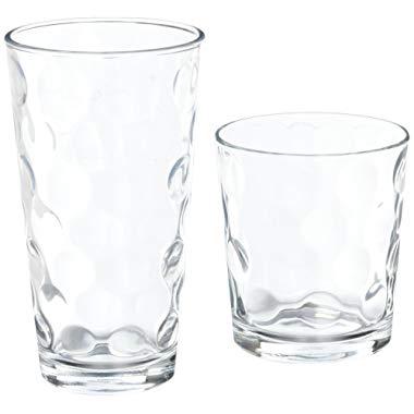 Home Essentials Eclipse Complete Kit Hiball Drinking Glasses, 8 count of 17-Ounce and 8 count of 13-Ounce, 16 Piece set.