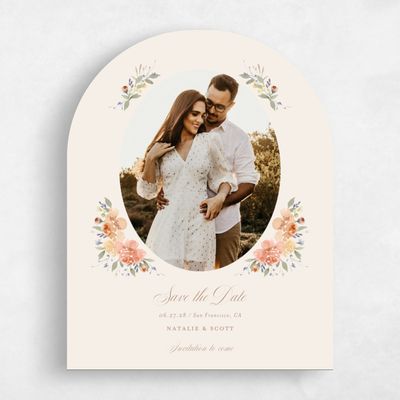 Pink Arch Wedding Save the Date - Reagan Photo