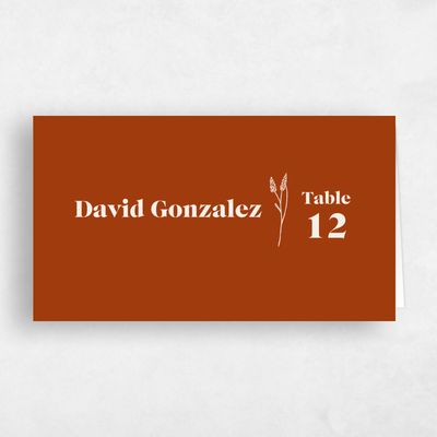 Dark Rust, Orange Wedding Place Card - Sylvan