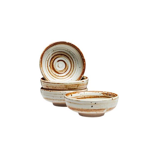 Vikko Modern Stoneware Dip Dishes, Set of 4 Mini Bowls, 3" Dish for Dips, Charcuterie Boards, Condiments, Small Decorative Serving Bowl, Microwave and Dishwasher Safe, Earthtones