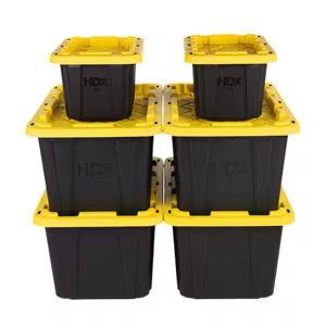 Tough Storage Tote Bundle in Black and Yellow - 6 Pack