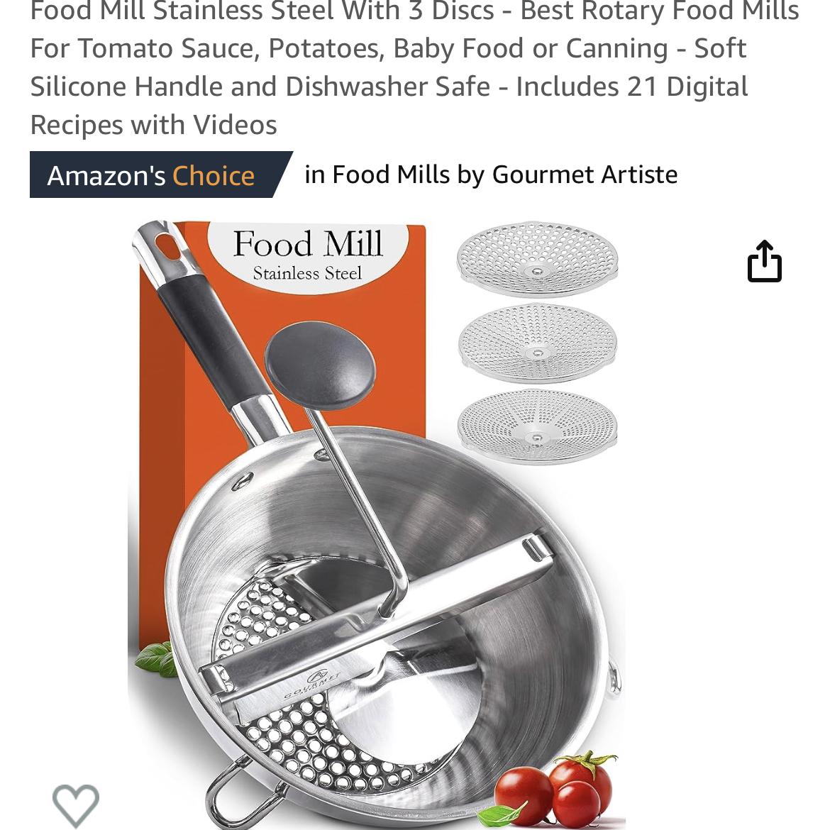 Food Mill Stainless Steal for Tomato Sauce