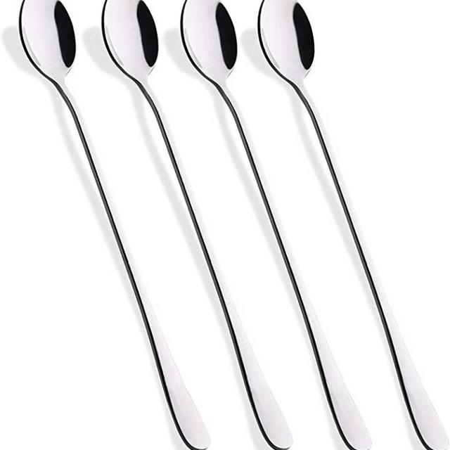 Hiware 9-Inch Long Handle Iced Tea Spoon, Coffee Spoon, Ice Cream Spoon, Stainless Steel Cocktail Stirring Spoons, Set of 4