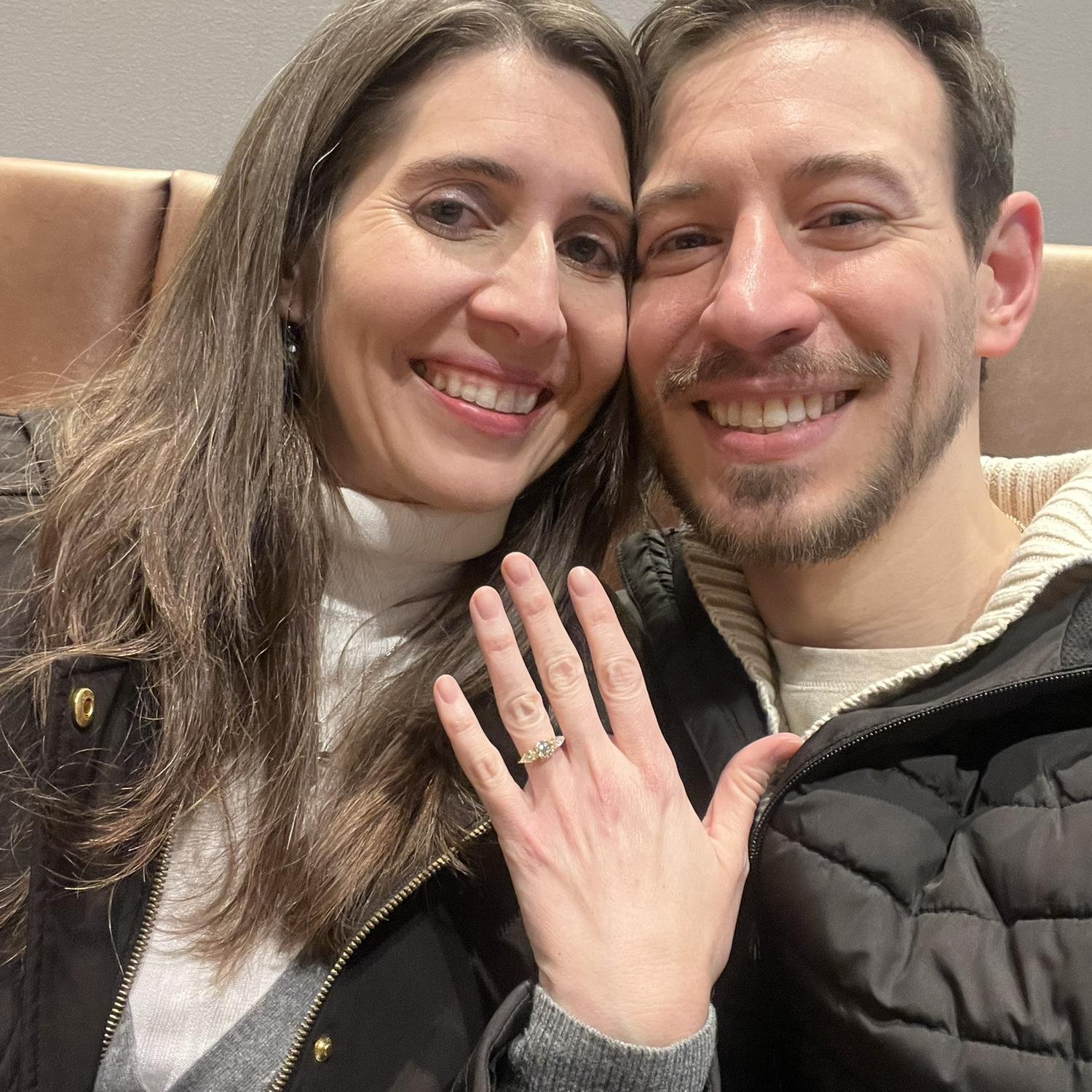 The photo we sent to family and friends to share the good news of our engagement!