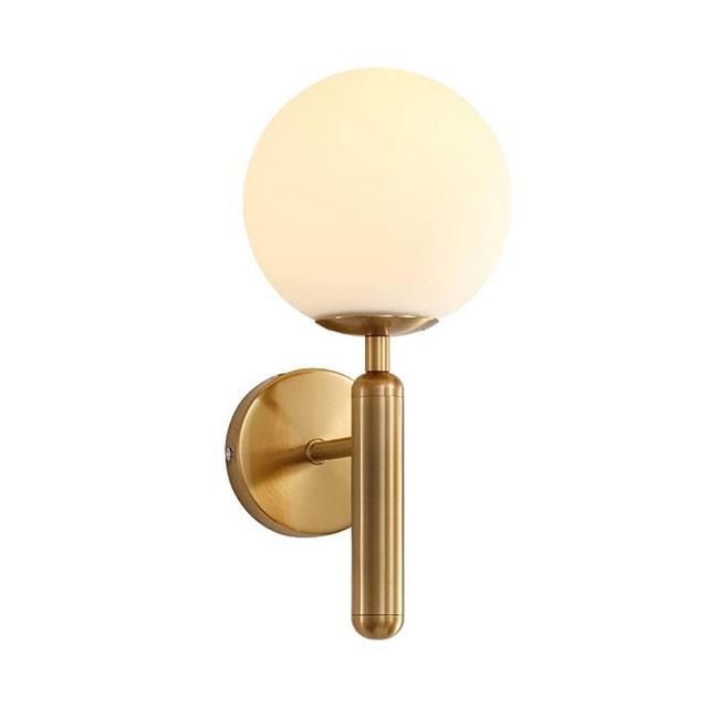 KCO Lighting Gold Modern Wall Sconce Golden Mid Century Industrial Matte Globe Glass Wall Light for Bedroom Vanity Light (Hardwire)