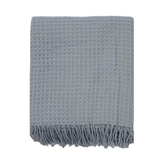EverGrace Waffle Throw Blanket 60 x 50 Lightweight Soft Cozy Fringe Throw Blanket for Bed Sofa Couch (Waffle-Gray)