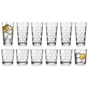wookgreat Vintage Drinking Glasses Set of 12, Textured Clear Striped Glass  Cups-6 Highball Glasses 1…See more wookgreat Vintage Drinking Glasses Set