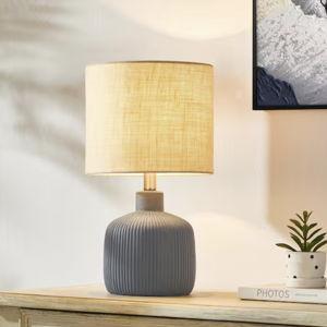 17.5 in. Painted Blue Contemporary Ceramic Table Lamp for Living Room with Natural Linen Shade