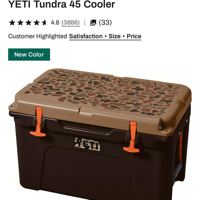 YETI Tundra 45 Cooler: wetlands camo
