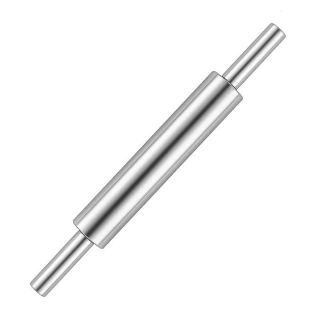 REDANT 17-Inch 18/8 Stainless Steel Rolling Pin - Metal Dough Roller for Baking, Pizza, Chapati & Cookies - Non-Slip Handles, Dishwasher Safe