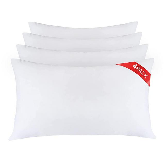 King Size Pillow Inserts, Pillows for Sleeping 4 Pack, Hotel Pillows for Side Back & Stomach Sleepers, Down Alternative Microfiber Soft Plush Washable Pillows Set of 4