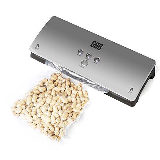 GBB Food Vacuum Sealer Machines Fresh Storage System Super Quiet Fully Automatic Hands-Free - Sliver