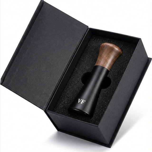 WDT Espresso Distribution Tool – Coffee Distributor with Walnut Wood Handle – With 7 x 0.35mm 304 Stainless Steel Needles + 7 Extra Needles – For Even Espresso Extraction & Crema – Black & Walnut