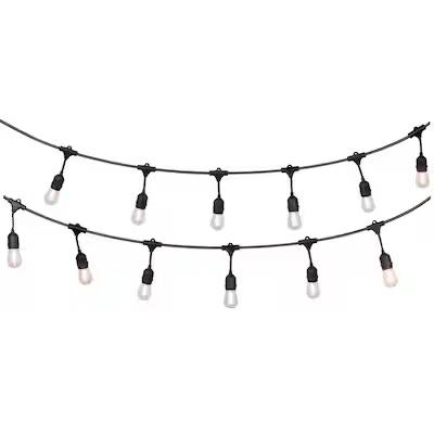Harbor Breeze 48-ft Plug-in Black Outdoor String Light with 18 White -Light LED Edison Bulbs
