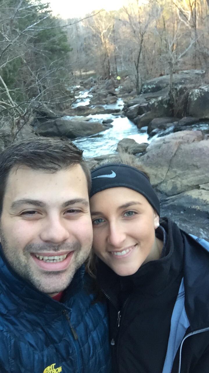 Krisos and Anna hiking at Chewacla State Park in Auburn, AL, where Anna went to medical school at Auburn University-VCOM.