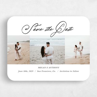 White Rounded Wedding Save the Date - Cristal Multiphoto
