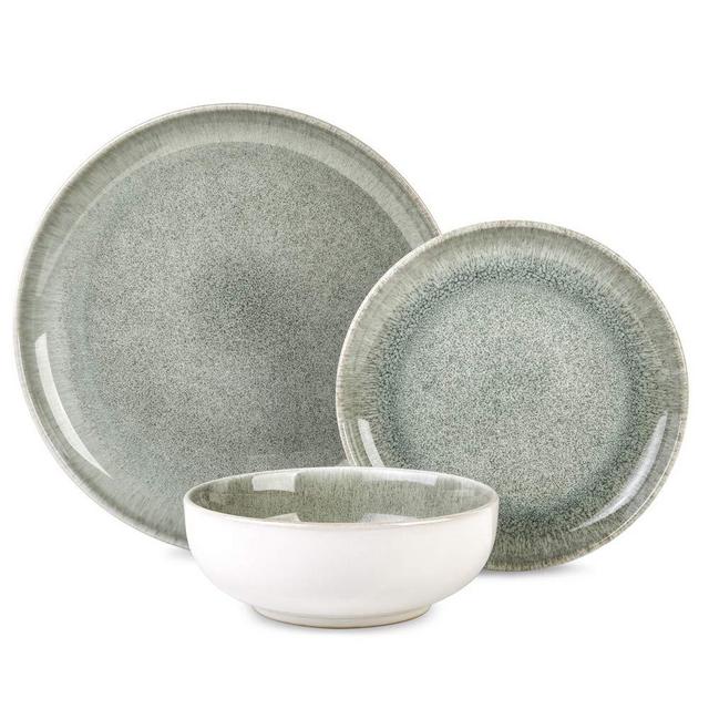 Hoomeet 12-Piece Stoneware Dinnerware set with Reactive Glaze, Service for 4