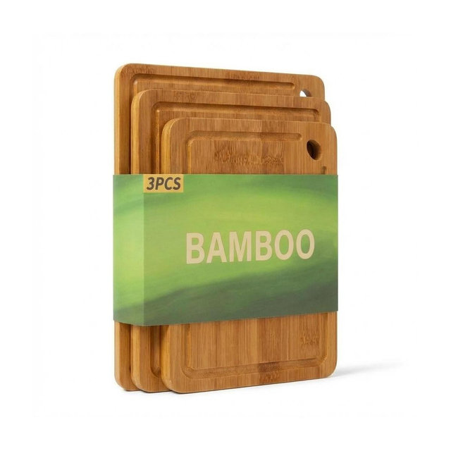 Bamboo Cutting Board Set of 3,Cutting boards for kitchen,Wooden Chopping Boards with Juice Groove,Handle for Kitchen,Butcher Boards