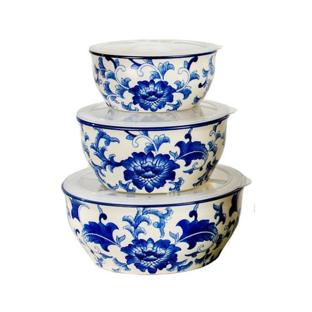 Euro Ceramica Blue Garden Bowl Set