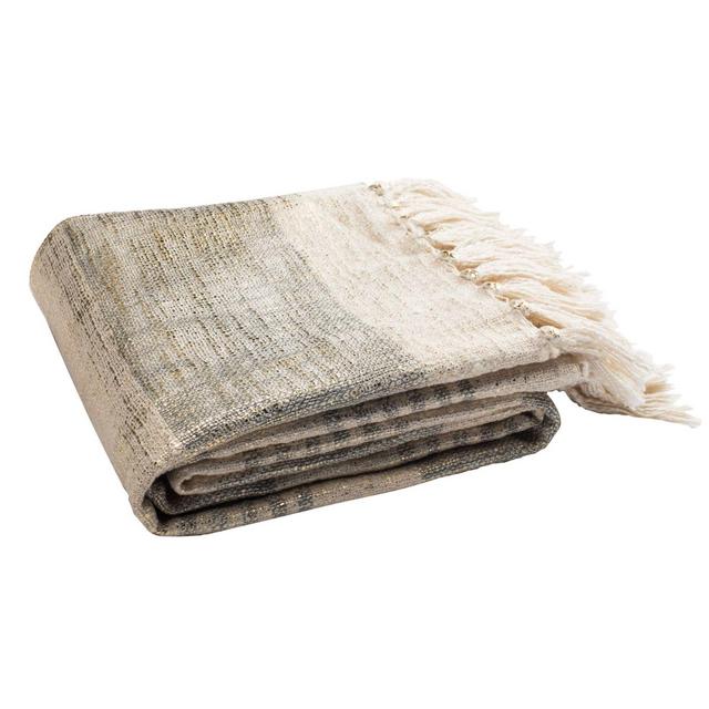 Voleta Metallic Throw Blanket in White/Grey