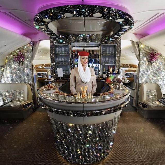 Drinks in Bling Bar on Emirates Flight Home