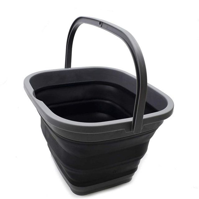 SAMMART 11L (2.9 Gallon) Collapsible Rectangular Handy Bucket (1, Grey/Black)