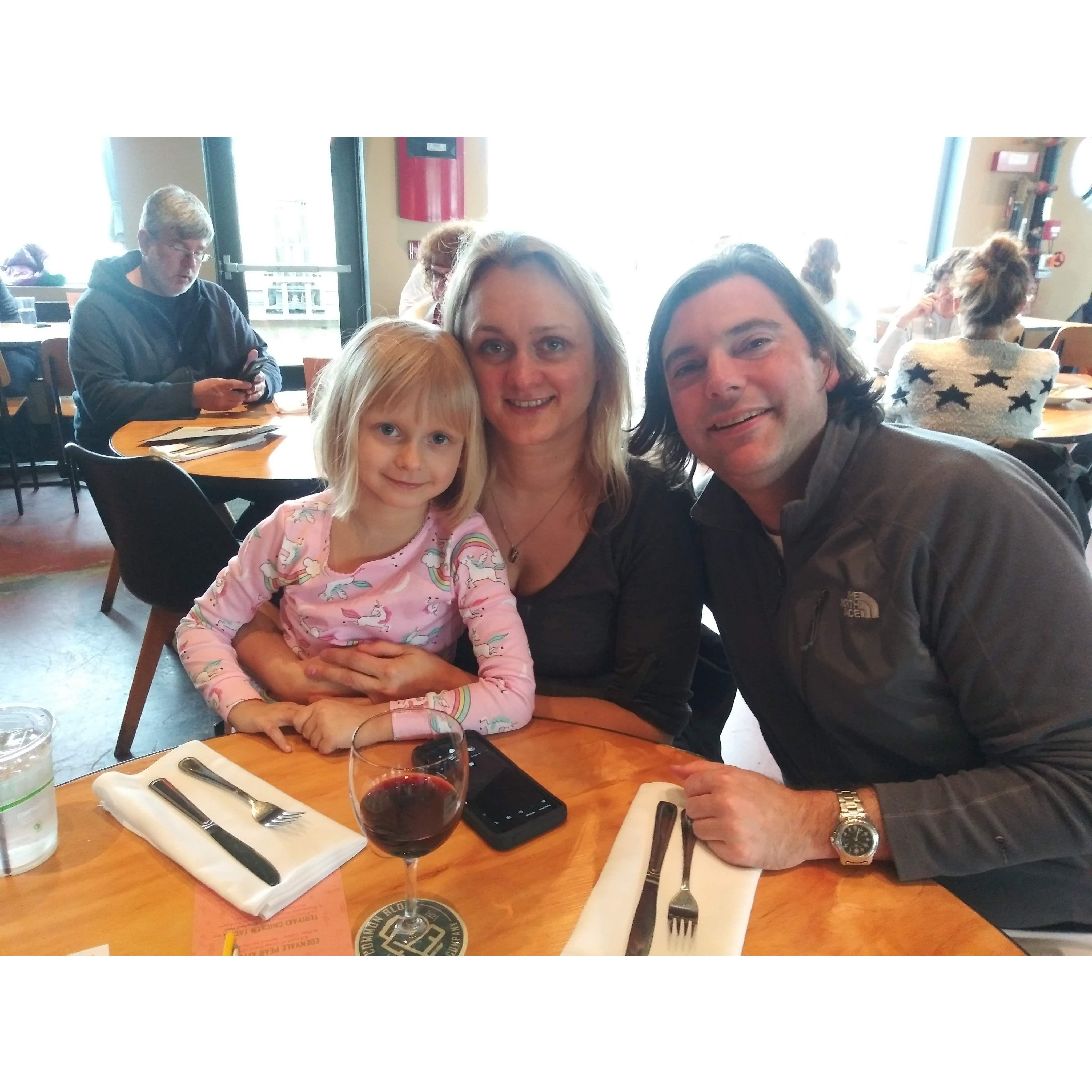 Uncommon Ground in Medford, OR.  We just arrived and Ida is still wearing her pjs from a full day of flying!
