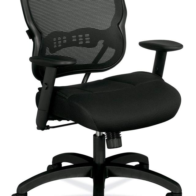 HON Wave Mid-Back Chair - Mesh Office or Computer Chair with Adjustable Arms, Black (VL712)