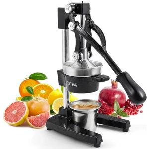 OSTBA - Cast Iron Manual Citrus Juicer, Commercial Hand Press for Orange, Lemon, Lime & Pomegranate with Steel Cup - Black