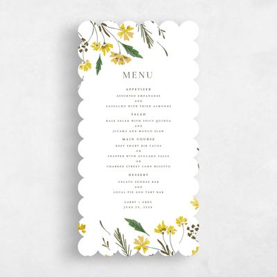 Yellow Scalloped Wedding Menu - Alires