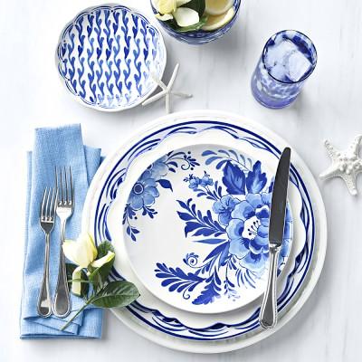 Sea Blue Floral Salad Plate