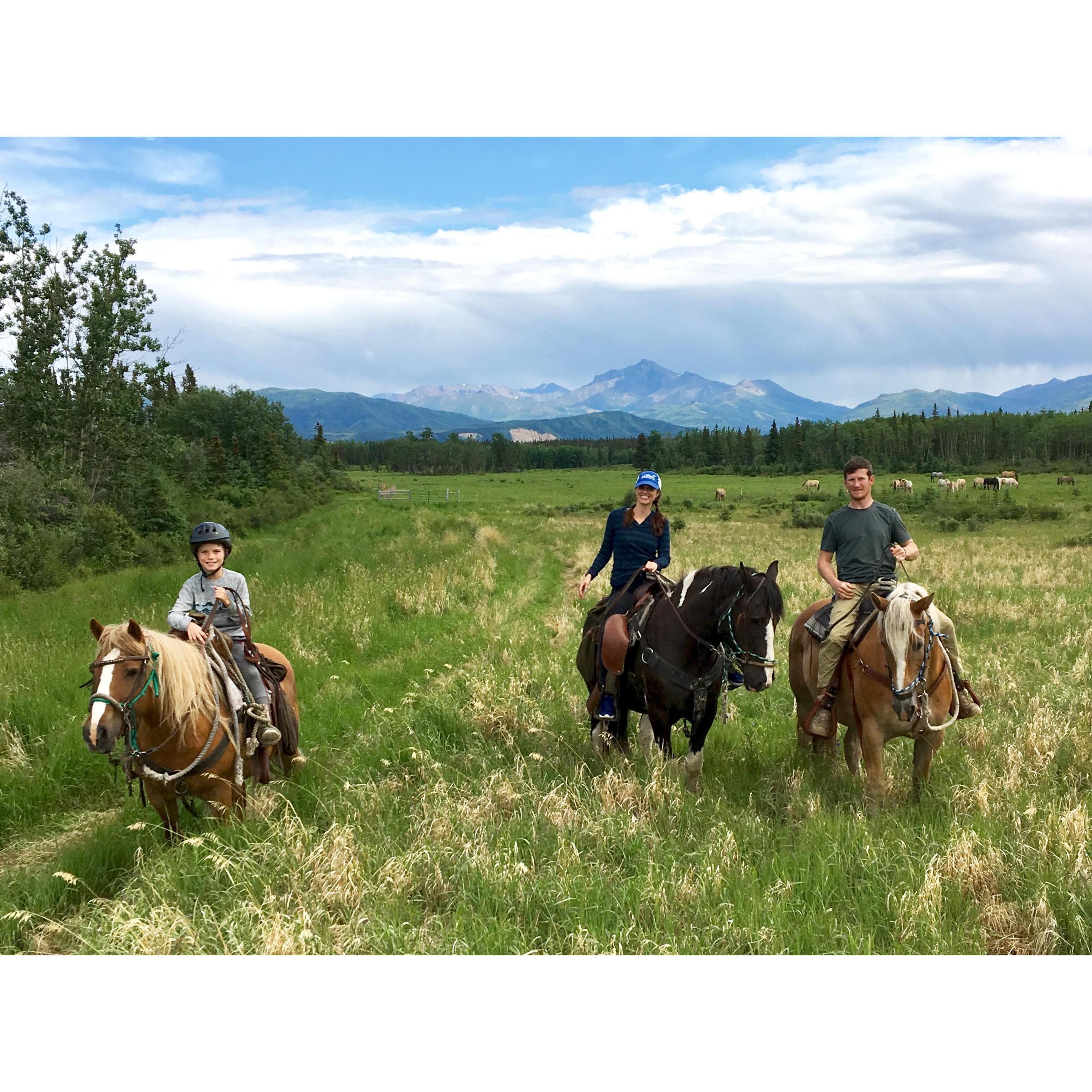 Horseback riding on Daniel's first trip to Alaska!