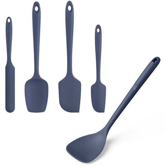 U-Taste Silicone Spatula Set with 600 Degrees Fahrenheit Heat Resistant and 600ºF Heat Resistant 13.76" Long, 3.63" Wide Wok Spatula for Kitchen Stir Fry (Midnight Blue)