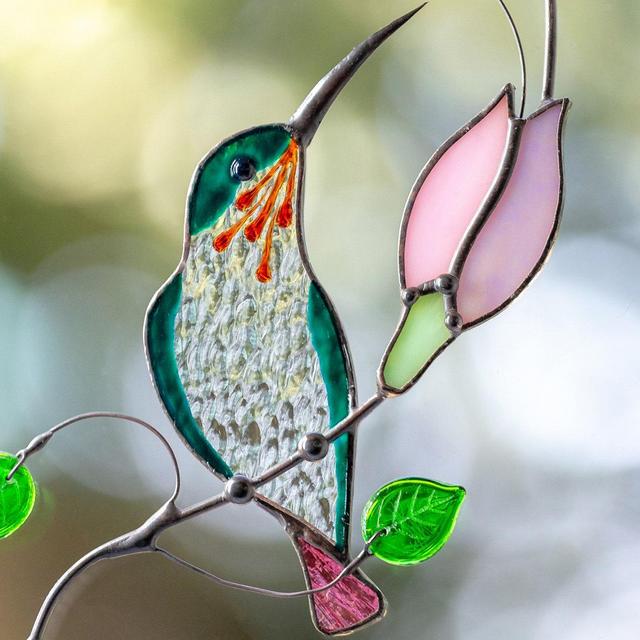 Hummingbird stained glass window hangings...