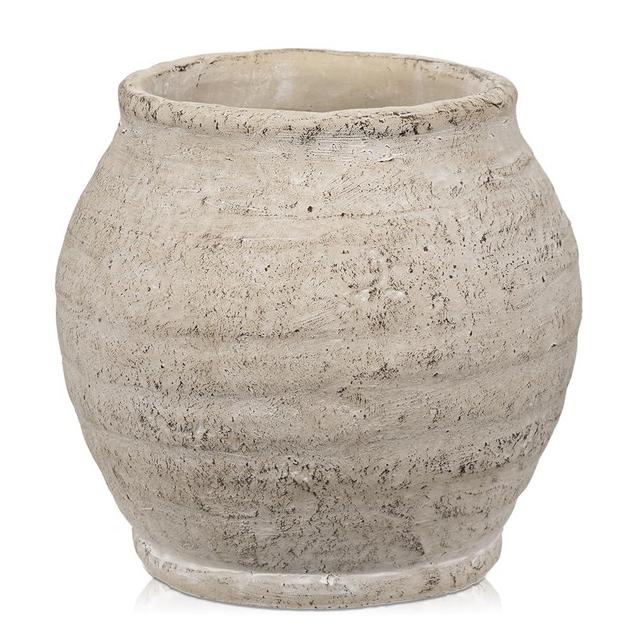Briful 6.1'' Large Ceramic Rustic Vase Shabby Vintage Textured Vase, 4.72'' Wide Mouth Pampas Jar Vase Pottery for Fake Flowers Branches, Farmhouse Home Décor, Weddings Shelf Table Decor, Cream White